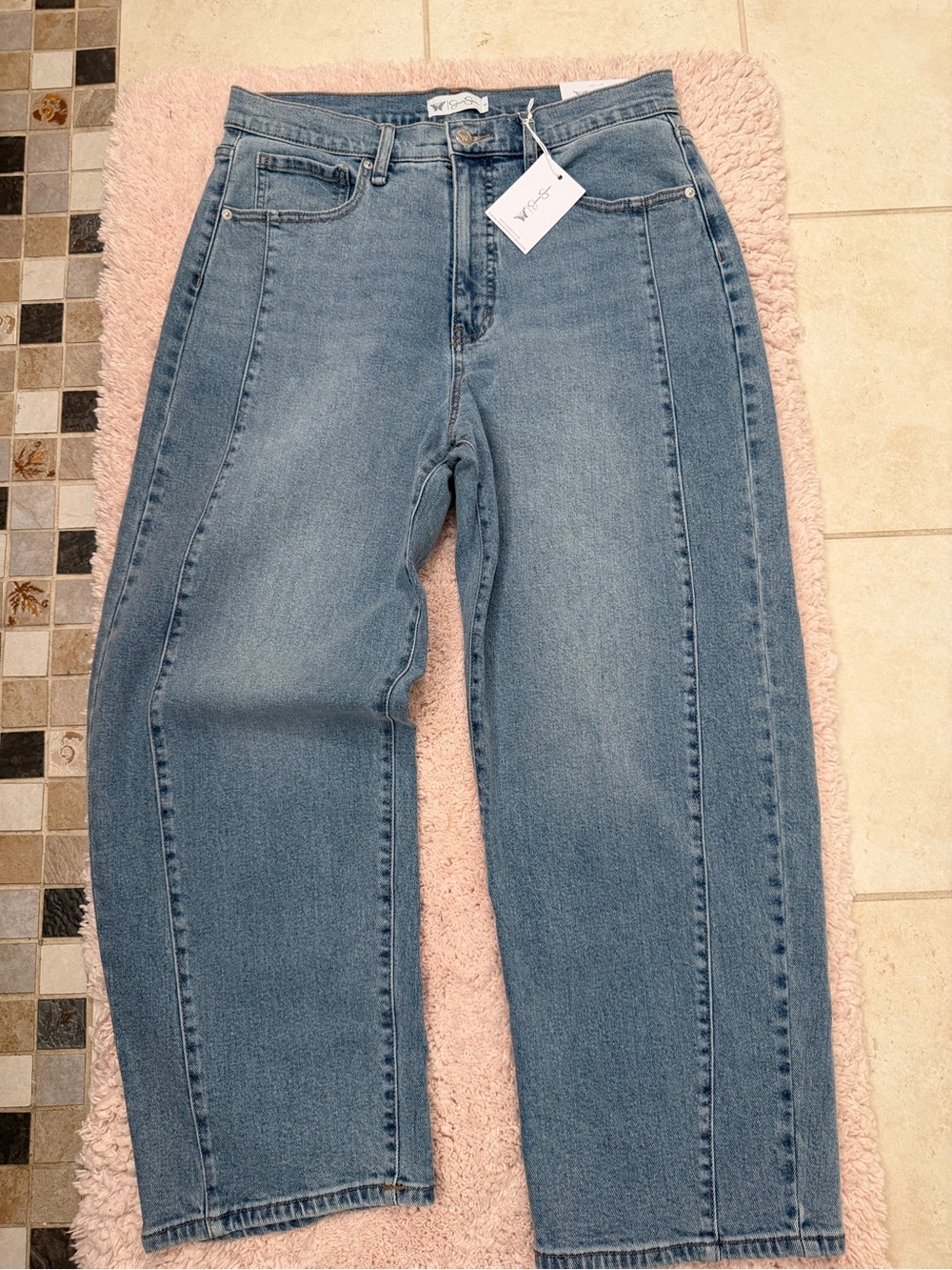 Jessica Simpson High-Rise Straight Jeans in Light Blue Wash
